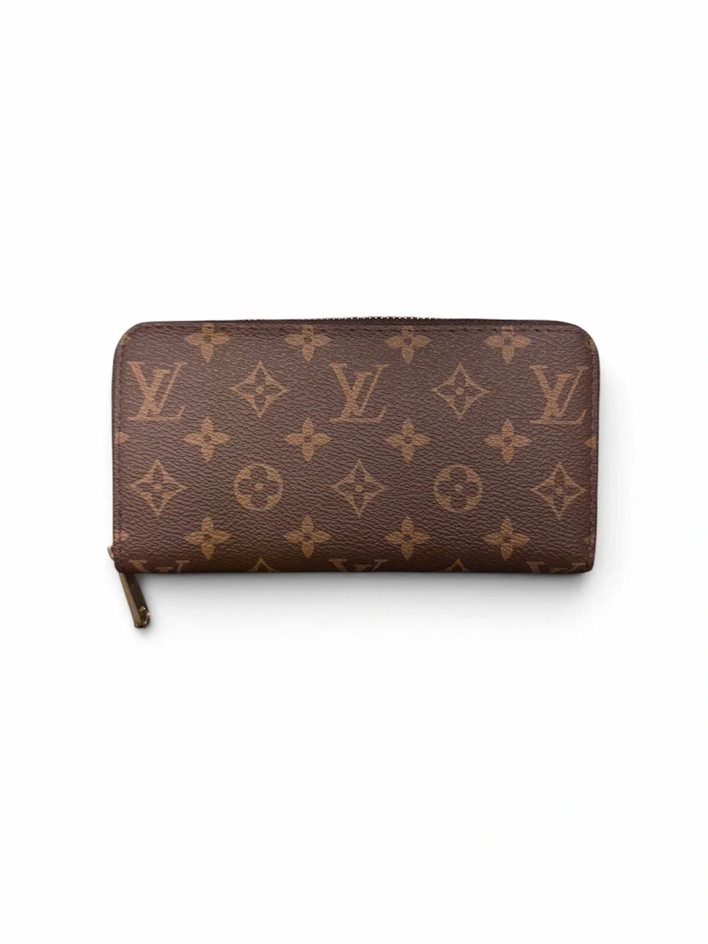 Louis Vuitton Brown Monogram Zippy Wallet with Gold Hardware